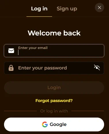 Roll Dorado secure account access and social login options.